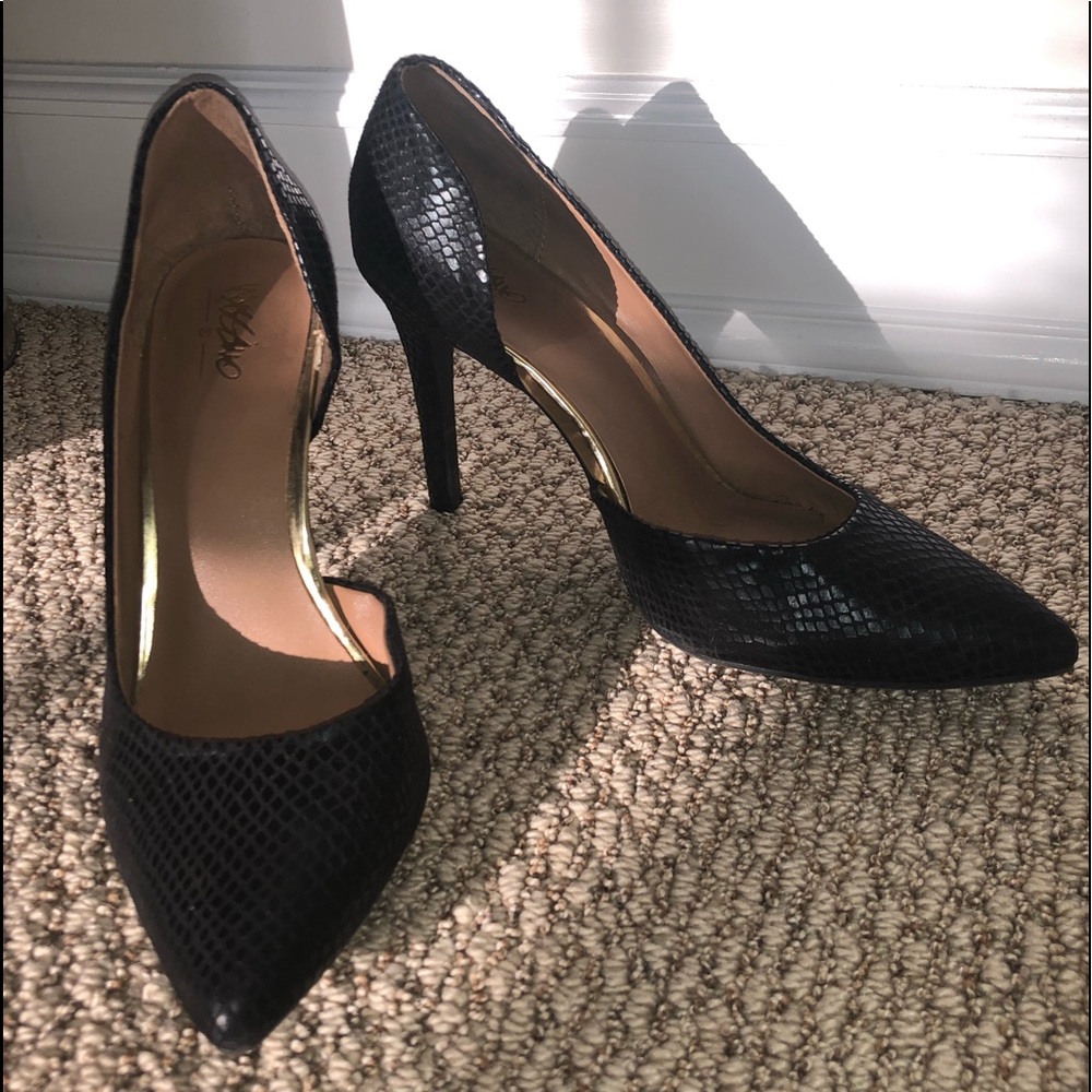 Faux Snake Print Black Heel